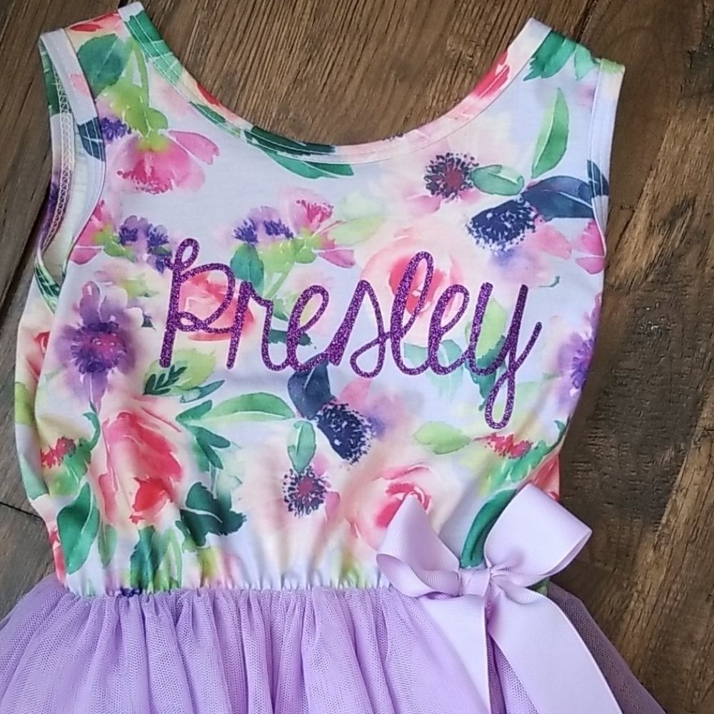 Spring Dress Purple Tutu "Presley" Size 5 - Picture 2 of 4